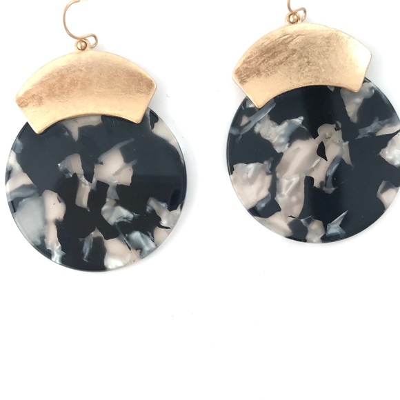 Gold and Black Deco Earrings - Picture 2 of 6